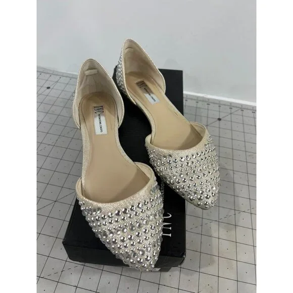 INC International Concepts Crescente 2 Sz. 7.5 Pearl Gold Flats ~~minty~~ - Picture 2 of 14
